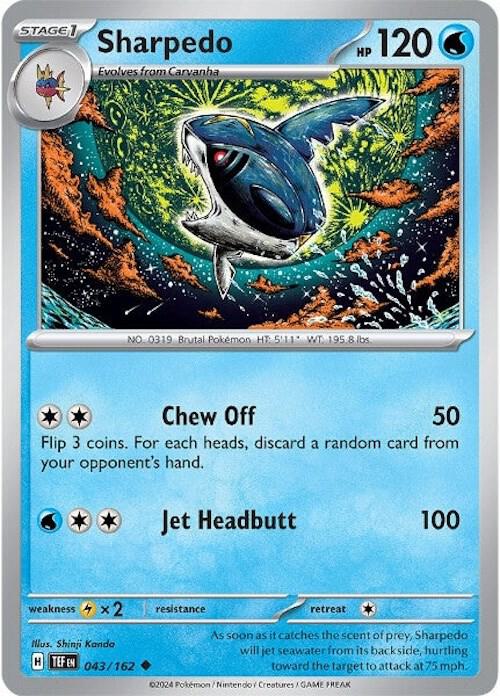 Sharpedo 043/162 card from SV05: Temporal Forces