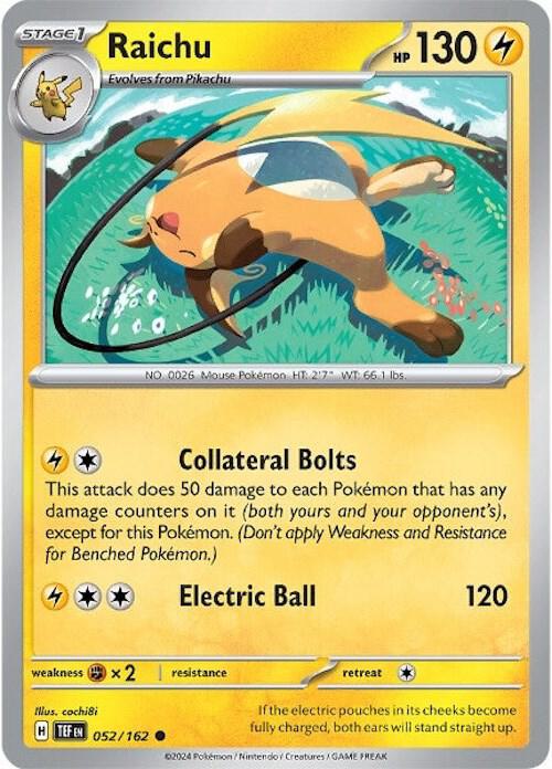 Raichu 052/162 card from SV05: Temporal Forces
