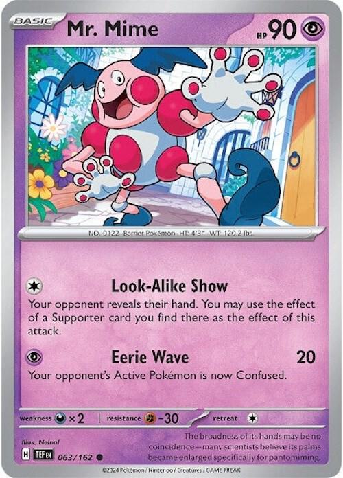 Mr. Mime 063/162 card from SV05: Temporal Forces