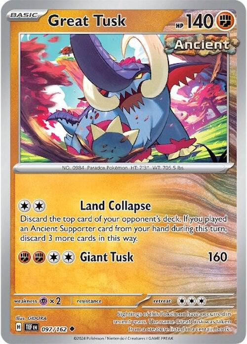 Great Tusk 097/162 card from SV05: Temporal Forces