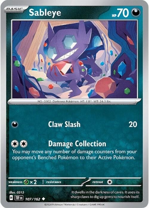 Sableye 107/162 card from SV05: Temporal Forces