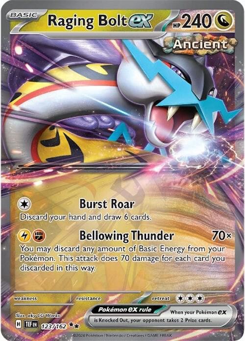 Raging Bolt ex 123/162 card from SV05: Temporal Forces