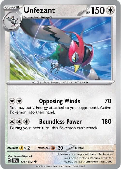 Unfezant 135/162 card from SV05: Temporal Forces