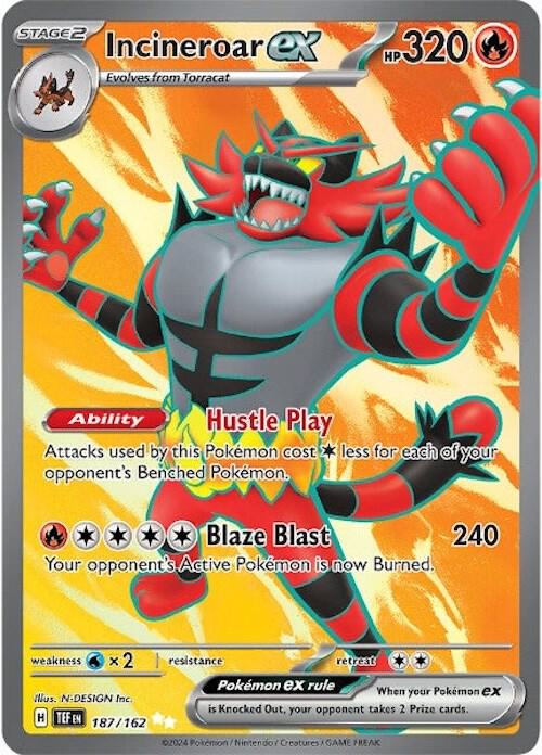 Incineroar ex 187/162 card from SV05: Temporal Forces
