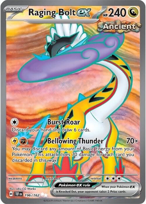 Raging Bolt ex 196/162 card from SV05: Temporal Forces