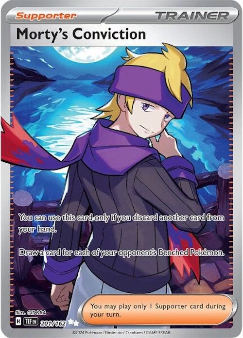 Morty's Conviction 201/162 card from SV05: Temporal Forces