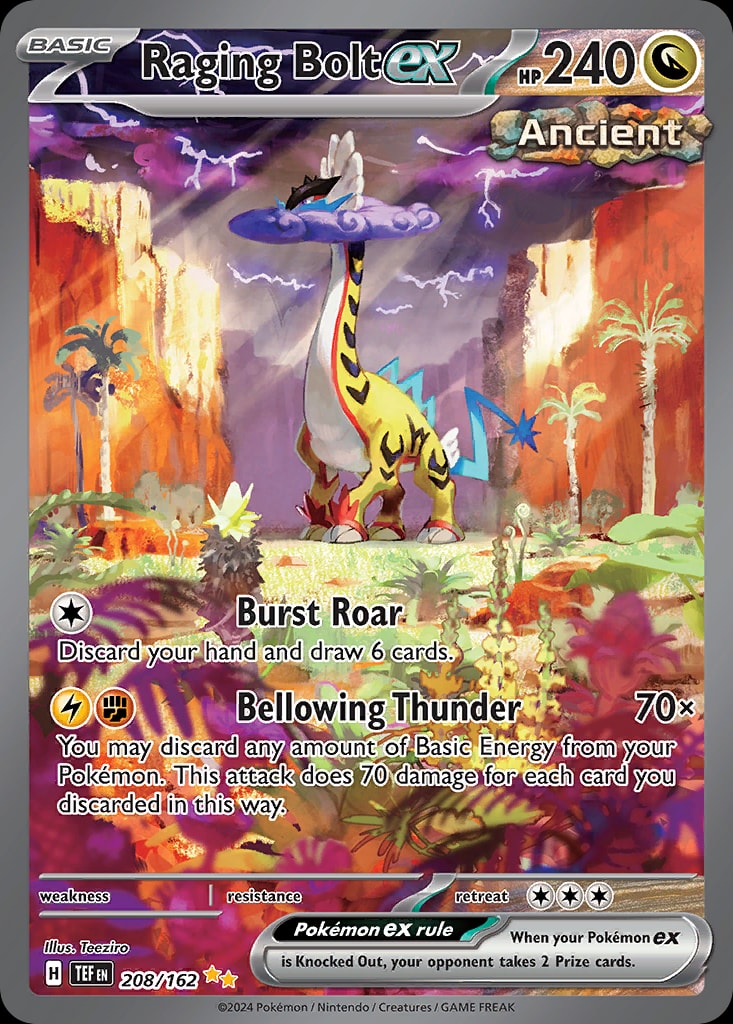 Raging Bolt ex 208/162 card from SV05: Temporal Forces