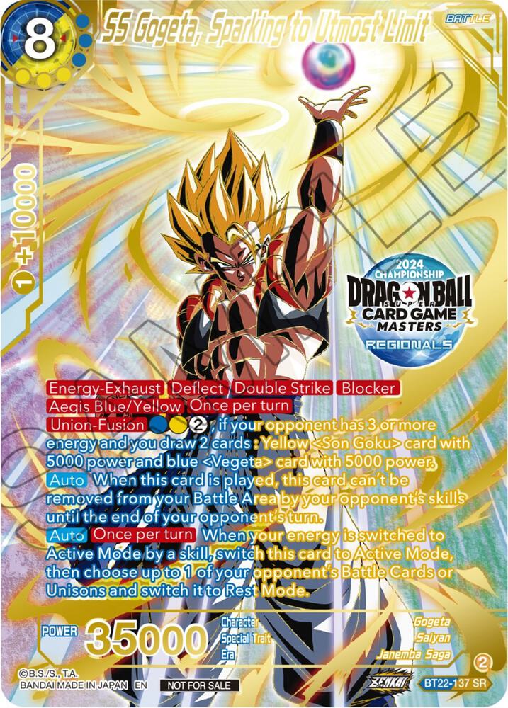 SS Gogeta, Sparking to Utmost Limit (2024 Championship Regionals Top 16) BT22-137 card from Tournament Promotion Cards