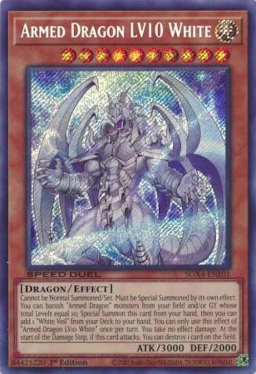 Armed Dragon LV10 White (Secret Rare) SGX4-ENE01 card from Speed Duel GX: Midterm Destruction