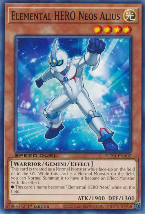 Elemental HERO Neos Alius SGX4-ENA02 card from Speed Duel GX: Midterm Destruction