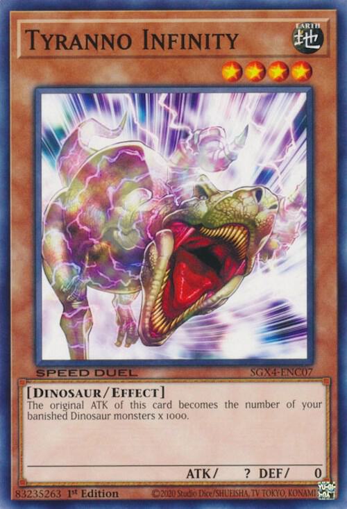 Tyranno Infinity SGX4-ENC07 card from Speed Duel GX: Midterm Destruction