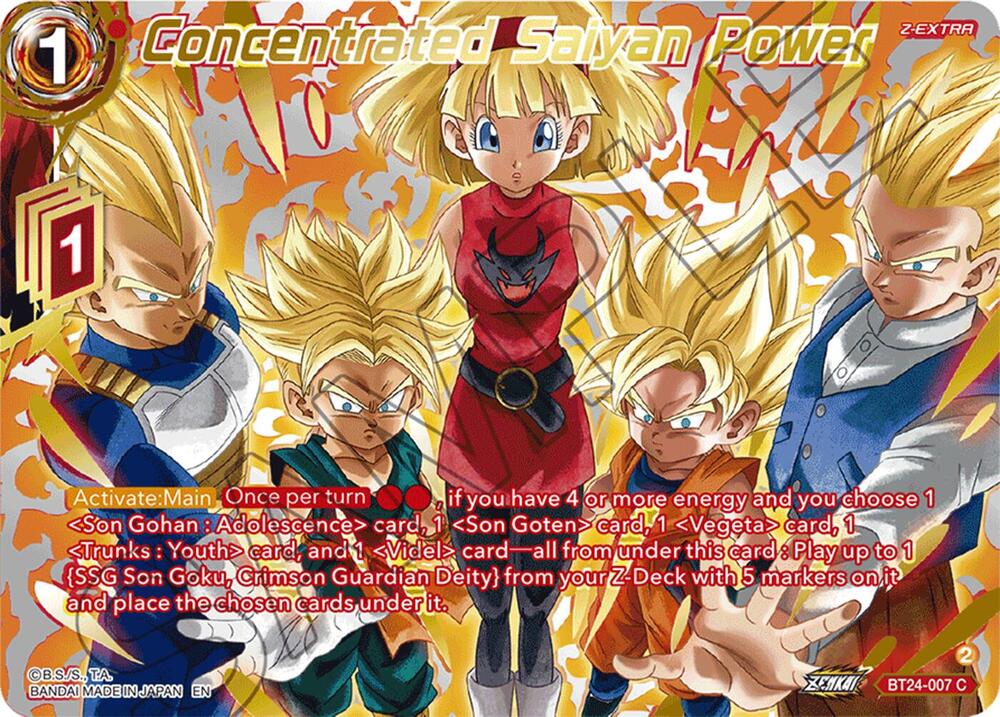 Concentrated Saiyan Power (Collector Booster Gold) BT24-007 card from Beyond Generations