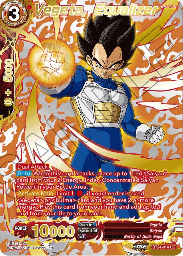 Vegeta, Equalizer (Collector Booster Gold) BT24-014 card from Beyond Generations