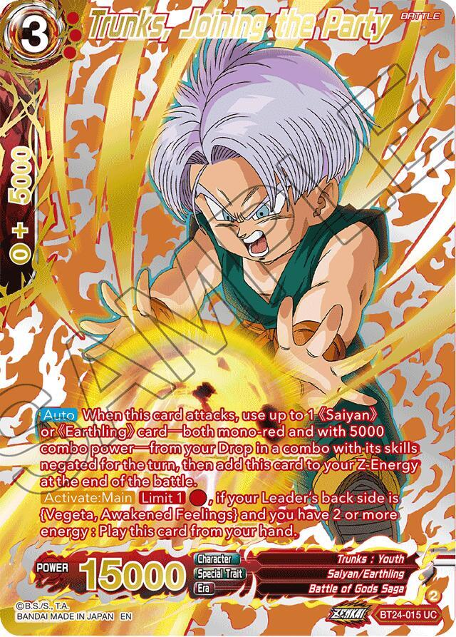 Trunks, Joining the Party (Collector Booster Gold) BT24-015 card from Beyond Generations