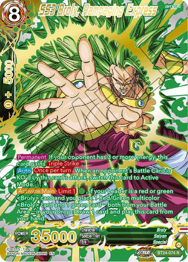 SS3 Broly, Rampaging Express (Collector Booster Gold) BT24-074 card from Beyond Generations