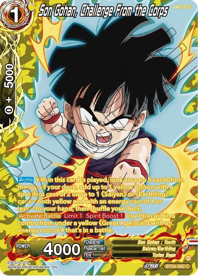 Son Gohan, Challenge From the Corps (Collector Booster Silver) BT24-092 card from Beyond Generations