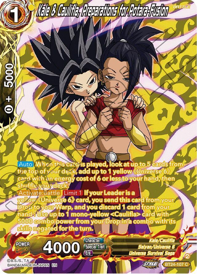 Kale & Caulifla, Preparations for Potara-Fusion (Collector Booster Silver) BT24-107 card from Beyond Generations