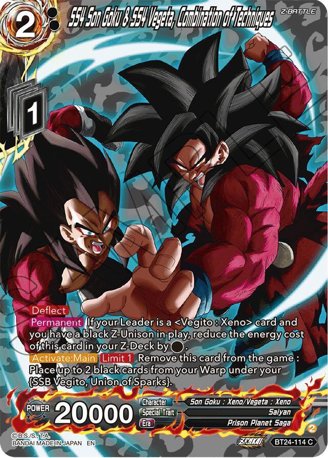 SS4 Son Goku & SS4 Vegeta, Combination of Techniques (Collector Booster Silver) BT24-114 card from Beyond Generations