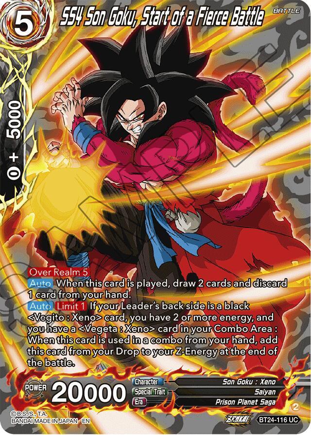 SS4 Son Goku, Start of a Fierce Battle (Collector Booster Silver) BT24-116 card from Beyond Generations