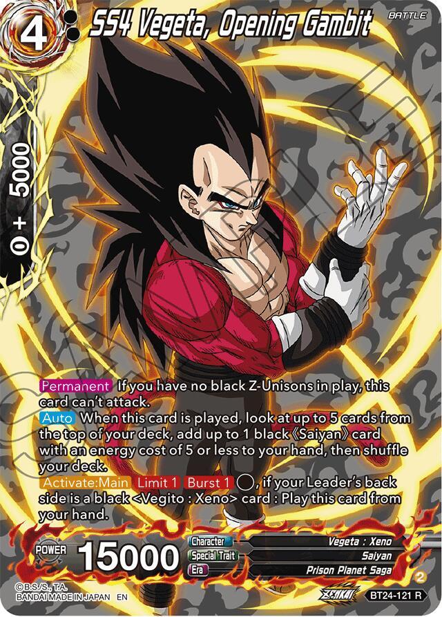 SS4 Vegeta, Opening Gambit (Collector Booster Silver) BT24-121 card from Beyond Generations
