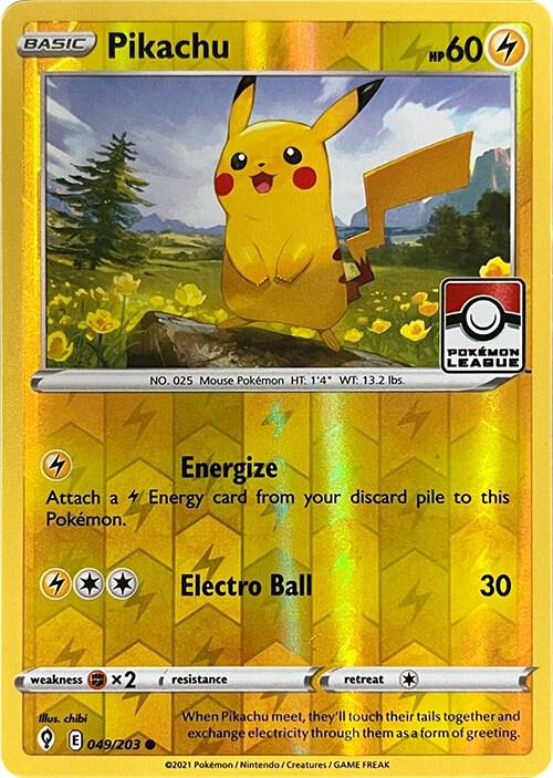 Pikachu (Pokemon League) 049/203 card from League & Championship Cards