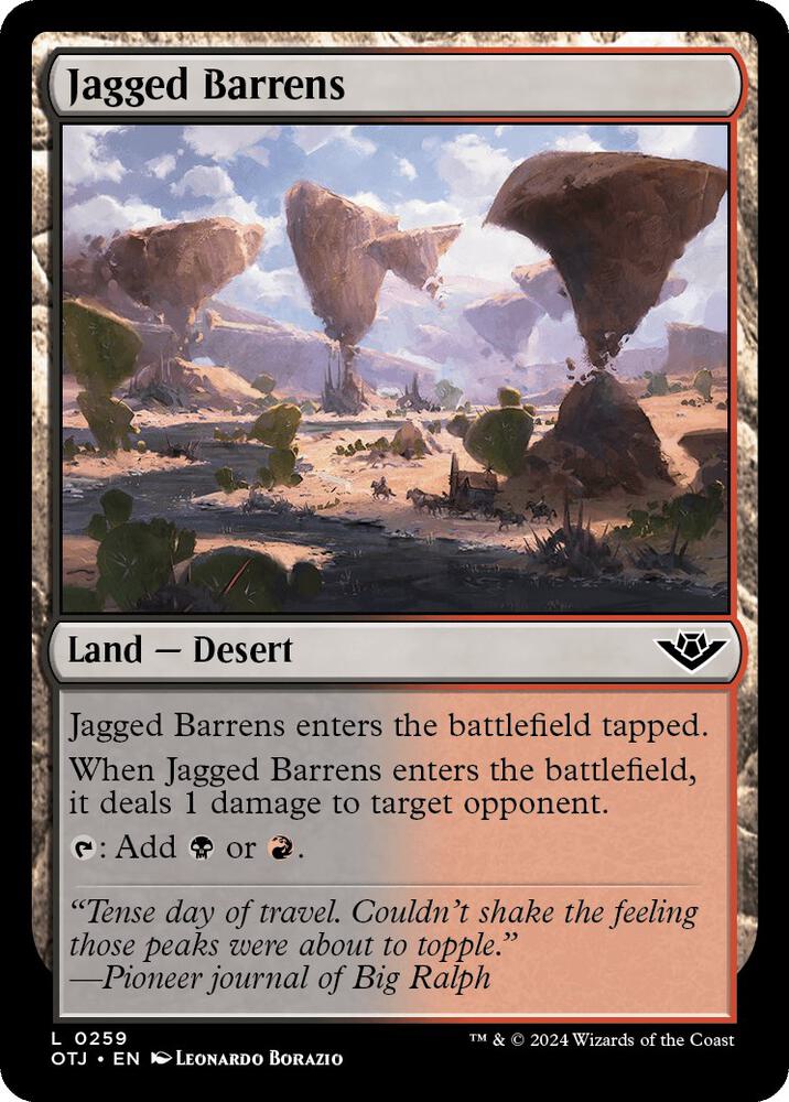 Jagged Barrens 259 card from Outlaws of Thunder Junction