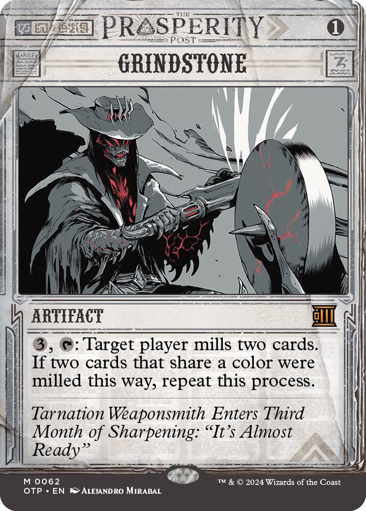 Grindstone 62 card from Outlaws of Thunder Junction: Breaking News