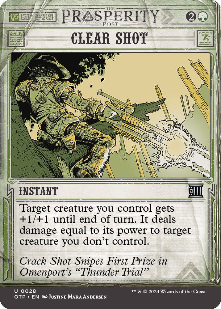 Clear Shot 28 card from Outlaws of Thunder Junction: Breaking News