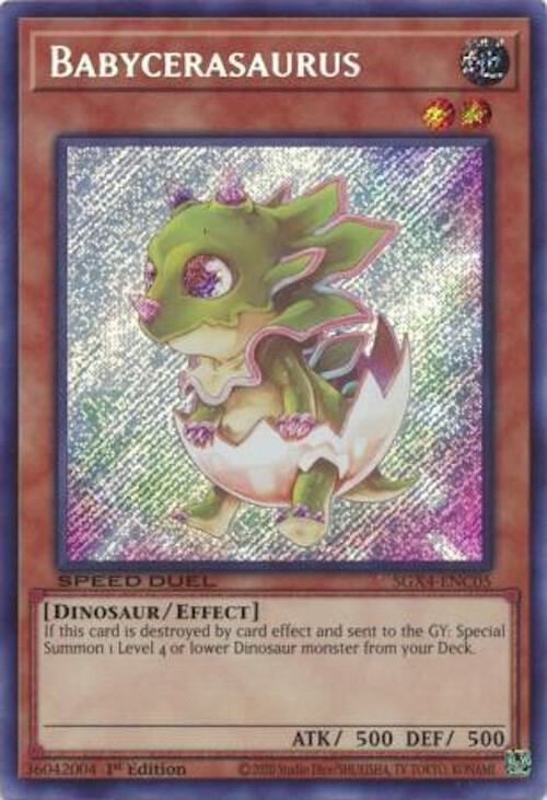 Babycerasaurus (Secret Rare) SGX4-ENC05 card from Speed Duel GX: Midterm Destruction