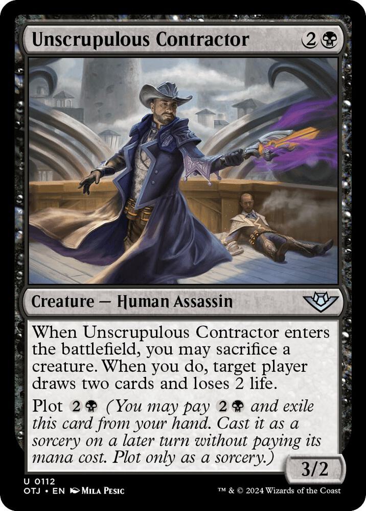 Unscrupulous Contractor 112 card from Outlaws of Thunder Junction