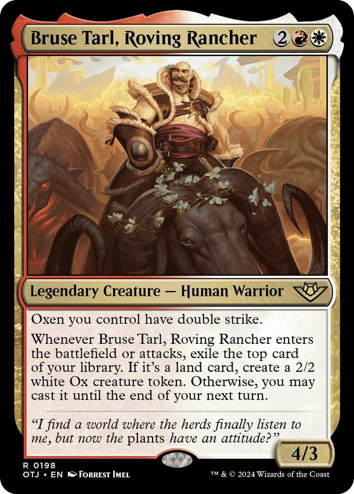 Bruse Tarl, Roving Rancher 198 card from Outlaws of Thunder Junction