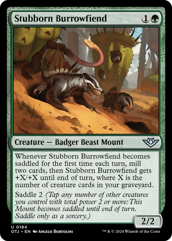 Stubborn Burrowfiend 184 card from Outlaws of Thunder Junction