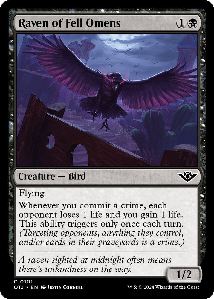 Raven of Fell Omens 101 card from Outlaws of Thunder Junction