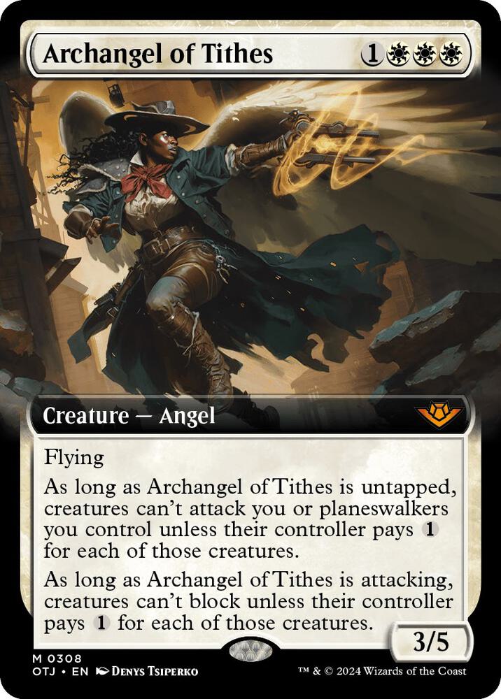 Archangel of Tithes (Extended Art) 308 card from Outlaws of Thunder Junction