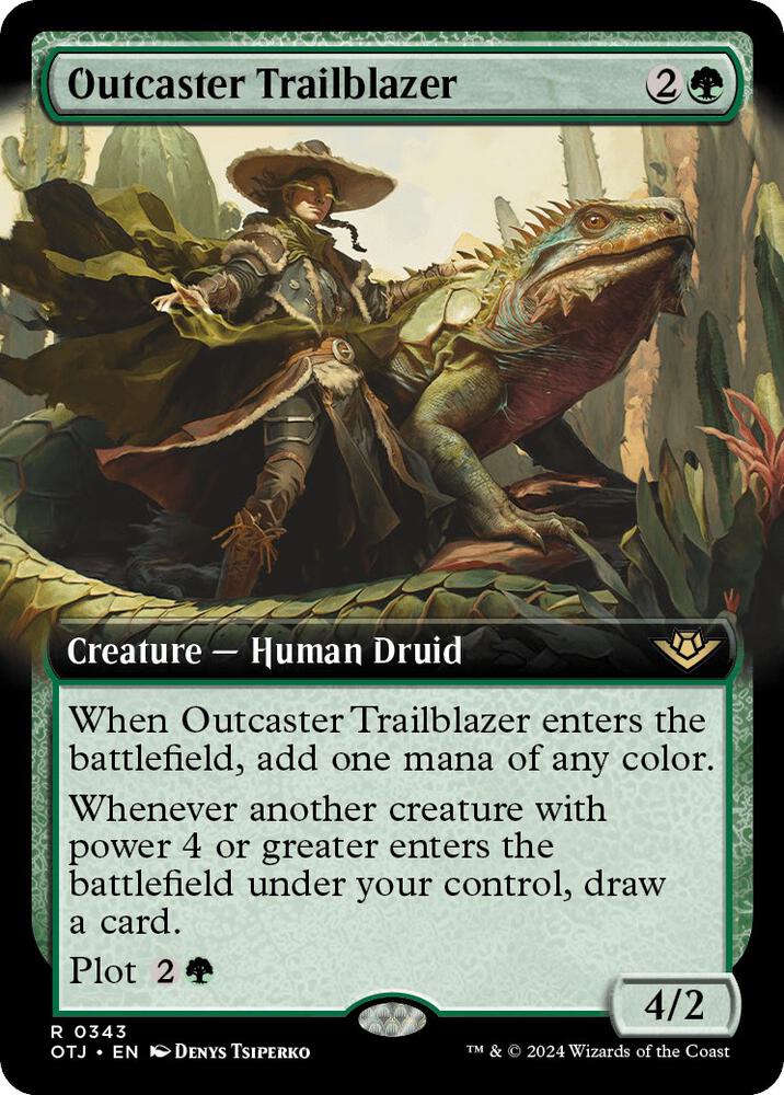 Outcaster Trailblazer (Extended Art) 343 card from Outlaws of Thunder Junction