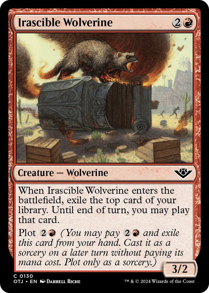 Irascible Wolverine 130 card from Outlaws of Thunder Junction