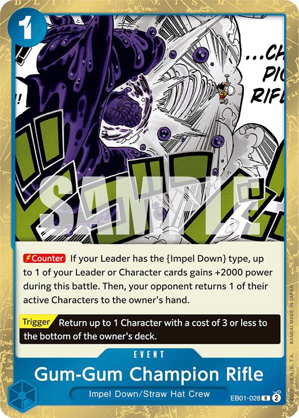 Gum-Gum Champion Rifle EB01-028 card from Extra Booster: Memorial Collection