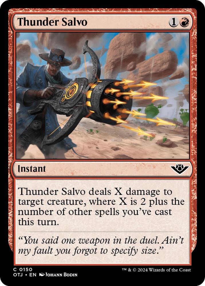Thunder Salvo 150 card from Outlaws of Thunder Junction