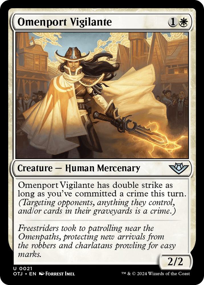 Omenport Vigilante 21 card from Outlaws of Thunder Junction