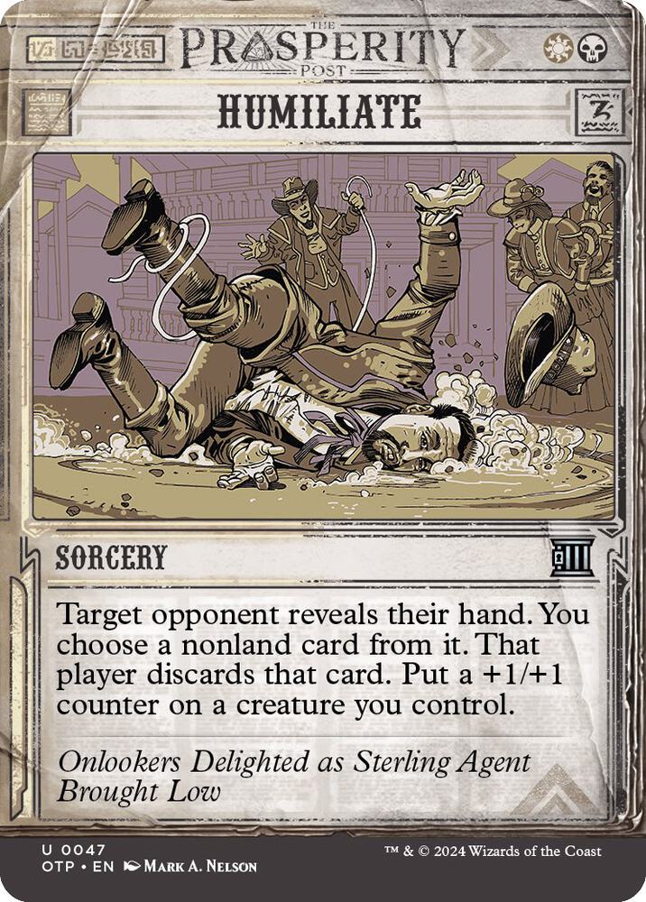 Humiliate 47 card from Outlaws of Thunder Junction: Breaking News
