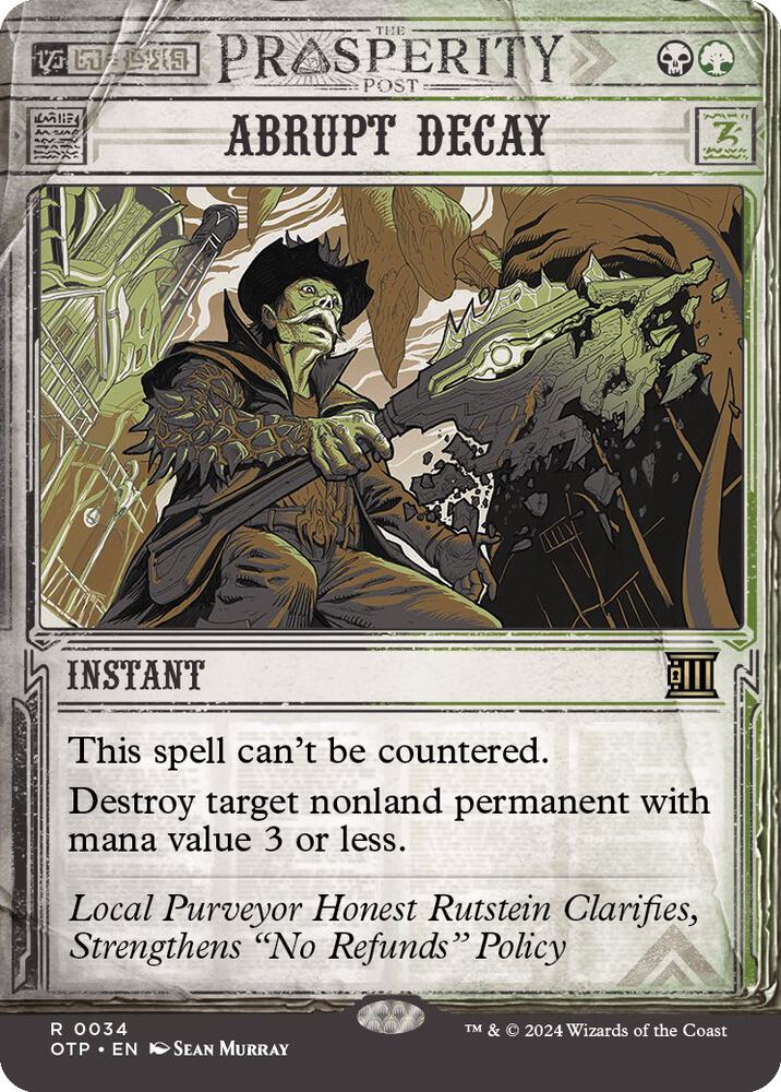 Abrupt Decay 34 card from Outlaws of Thunder Junction: Breaking News