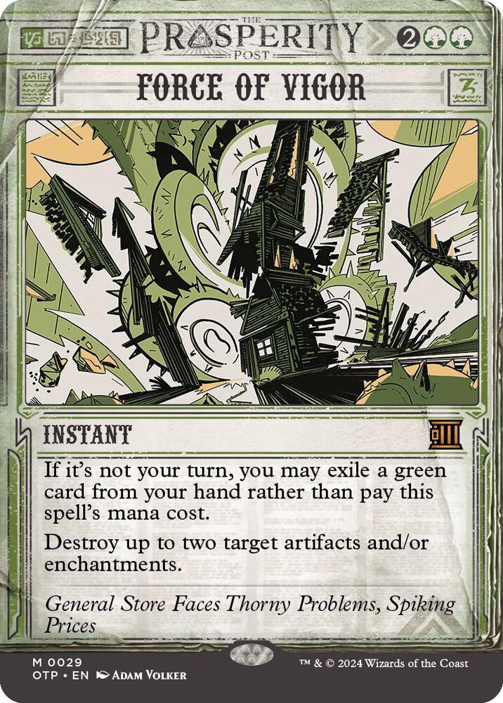 Force of Vigor 29 card from Outlaws of Thunder Junction: Breaking News