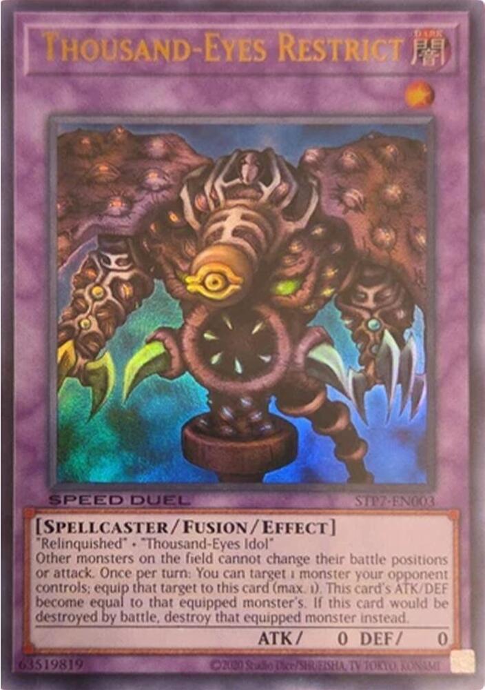 Thousand-Eyes Restrict STP7-EN003 card from Speed Duel: Tournament Pack 7