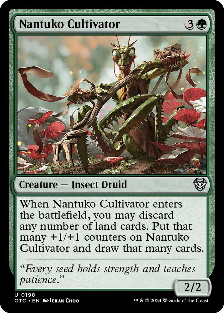Nantuko Cultivator 198 card from Commander: Outlaws of Thunder Junction