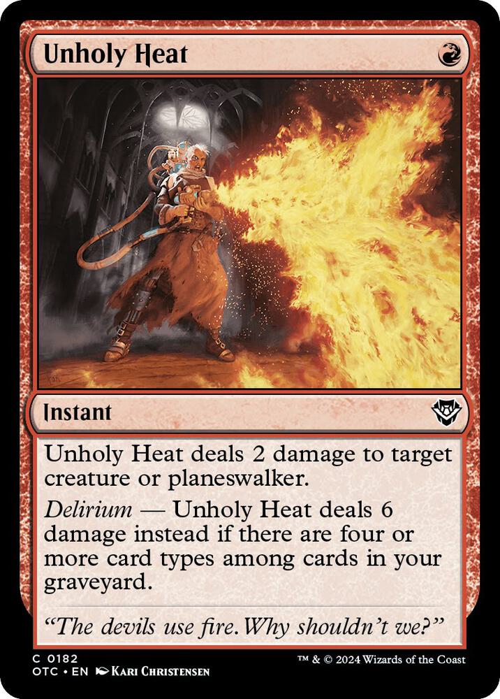 Unholy Heat 182 card from Commander: Outlaws of Thunder Junction