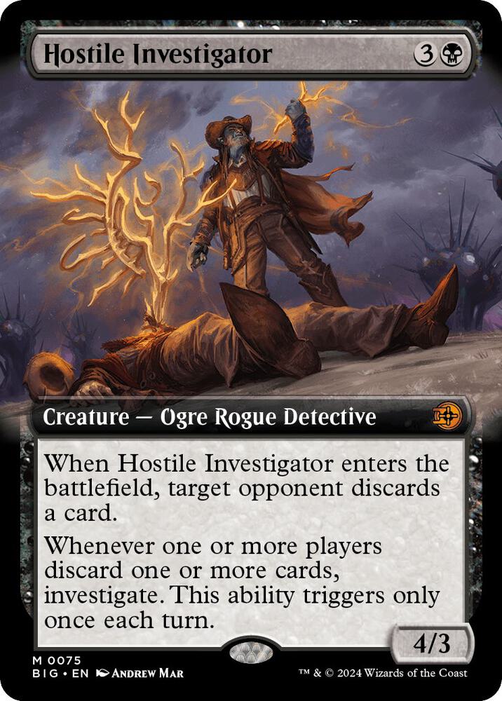 Hostile Investigator (Extended Art) 75 card from Outlaws of Thunder Junction: The Big Score