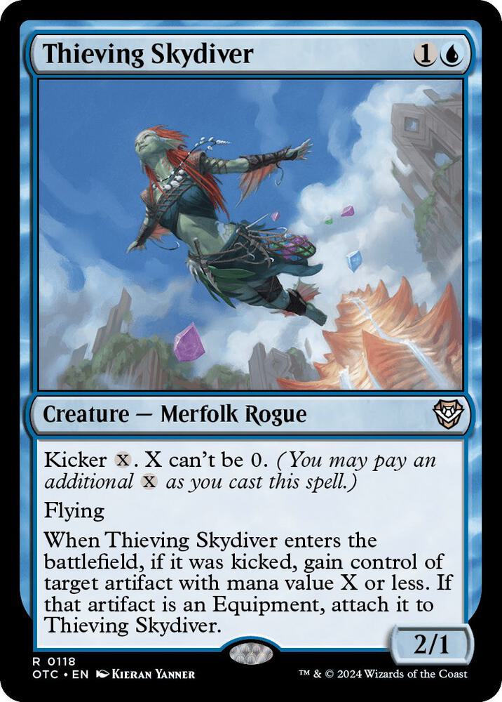 Thieving Skydiver 118 card from Commander: Outlaws of Thunder Junction
