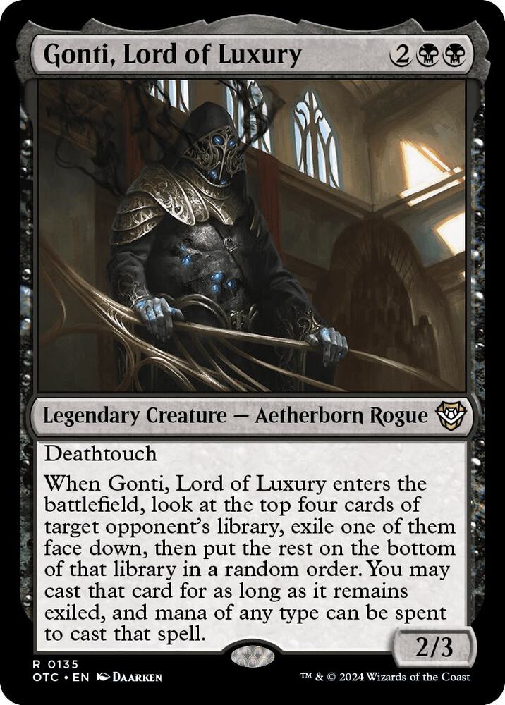 Gonti, Lord of Luxury 135 card from Commander: Outlaws of Thunder Junction