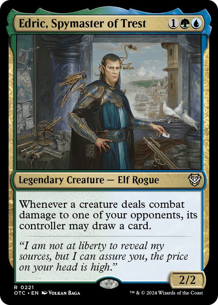 Edric, Spymaster of Trest 221 card from Commander: Outlaws of Thunder Junction