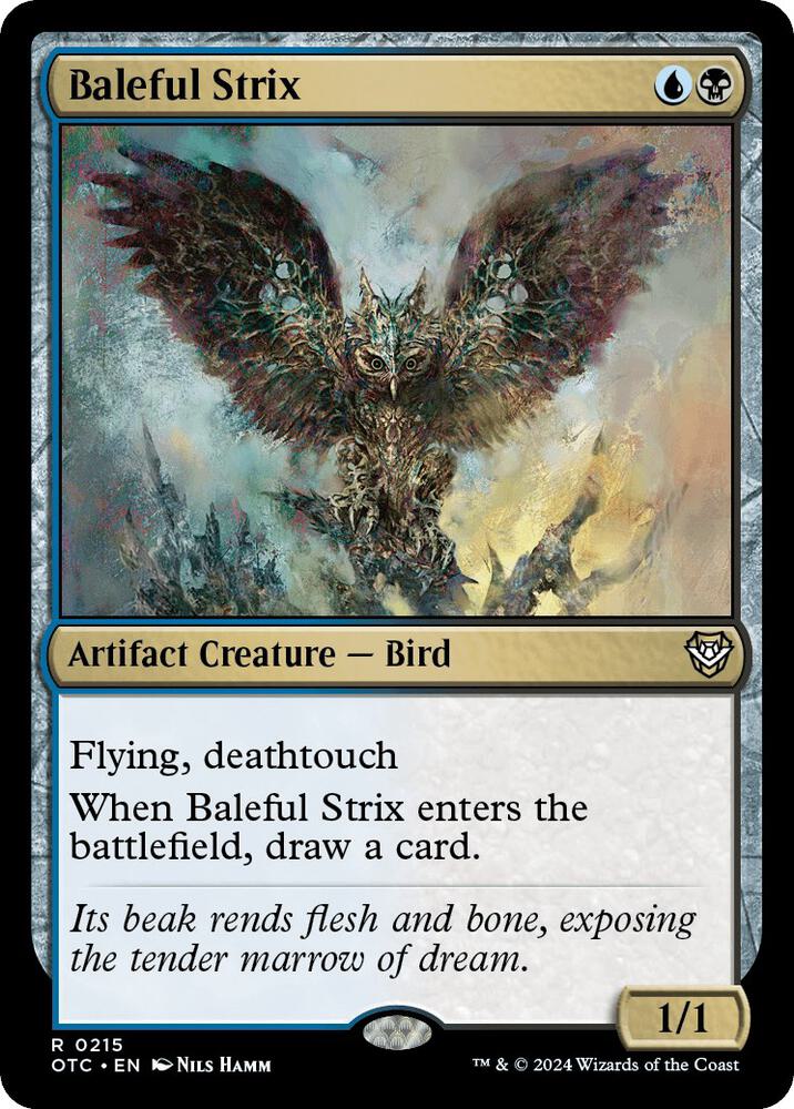 Baleful Strix 215 card from Commander: Outlaws of Thunder Junction